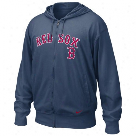 Boston Red Sox Sweat Shirts : Nike Boston Red Sox Navy Blue Mlb Pick Off Full Zip Long Sleeve Perspiration Shirts T-shirt