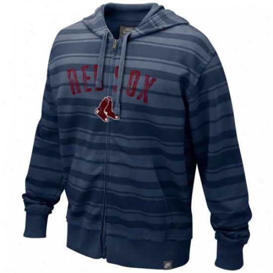 Boston Red Sox Sweatshirt : Nike Boston Red Sox Navy Blue Up The Middle Full Zip Vintage Organic Sweatshirt