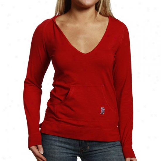 Boston Red Sox T Shirt : Cutter & Buck Boston Red Sox Ladies Red Social Hoody Premium T Shirt