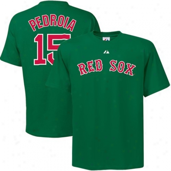 Bosston Red Sox T Shirt : Majestic Boston Red Sox #15 Dustin Pedroia Juvenility Kelly Green Celtic Name & Number T Shirt