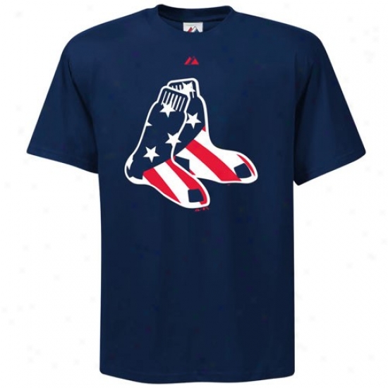 Boston Red Sox T Shirt : Majestic Boston Red Sox Youth Navy Blue Stars & Stripes Logo T Shirt