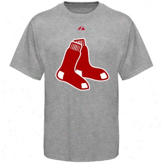 Boston Red Sox T-shirt : Majestic Boston Red Sox Ash Cooperstown Official Logo T-shirt