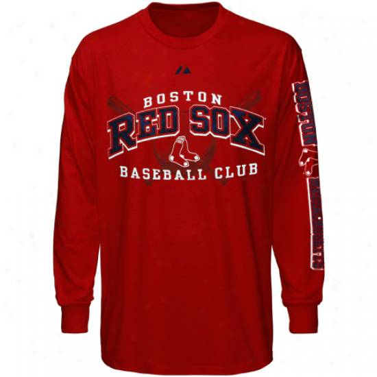 Boston Red Sox T-shirt : Majestic Boston Red Sox Red Monster Play Long Sleeve T-shirt