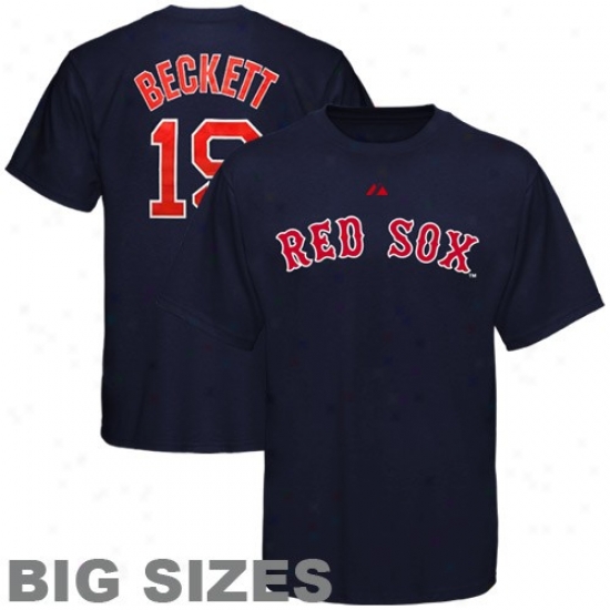 Boston Red Sox Tee : Majestic Boston Red Sox #19 Josh Beckett Royal Blue Player Big Sizes Tee
