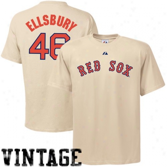 Boston Red Sox Tee : Majestic Boston Red Sox #46 Jacoby Ellsbury Natural Retro Player Tee