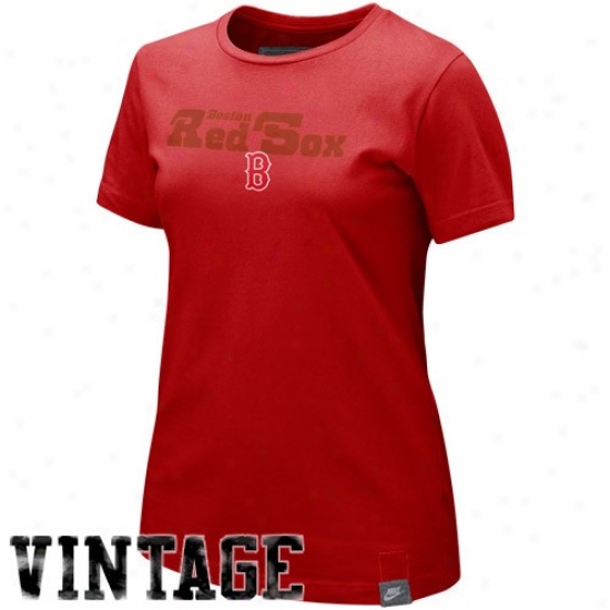 Boston Red Sox Tee : Nike Boston Red Sox Ladies Red Washed Organif Tee