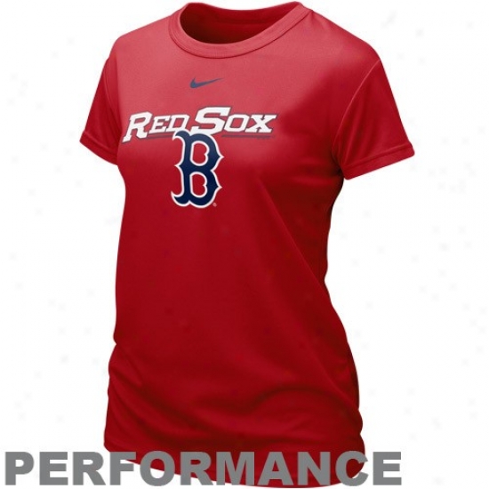 Boston Red Sox Tee : Nike Boston Red Sox Ladies Red Nikefit Logo Performance Tee