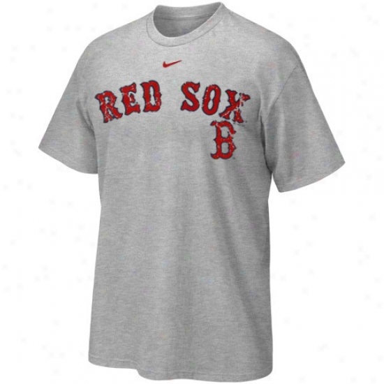 Boston Red Sox Tee : Nike Boston Ree Sox Youth Ash Distressed Mlb Tee