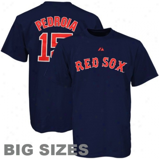Boston Red Sox Tees : Majestic Boston Red Sox #15 Dustin Pedroia Navy Blue Player Big Sizes Tees