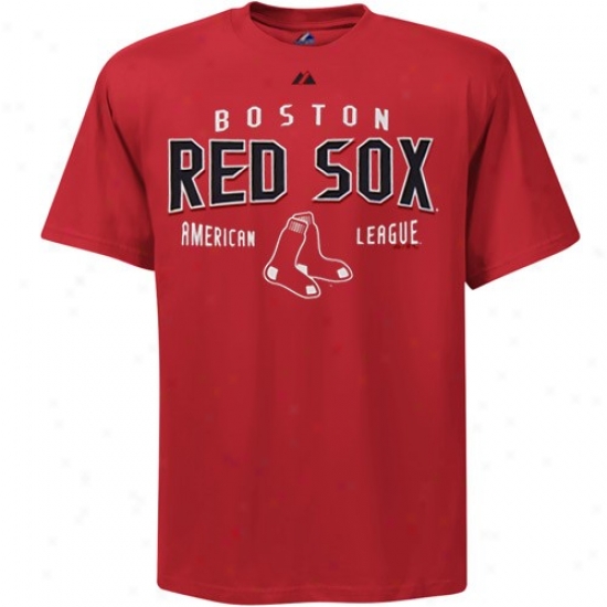 Boston Red Sox Tees : Majestic Boston Red Sox Red Base Knock Tees