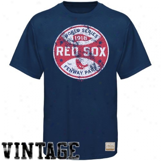Boston Red Sox Tees : Majestic Select Boston Red Sox Navy Blje 1918 World Series Commemorative Premium Tees