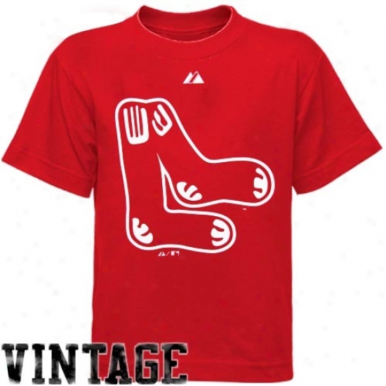 Boston Red Sox Tshirt : Majestic Boston Red Sox Youth Red Cooperstown Official Logo Tshirt