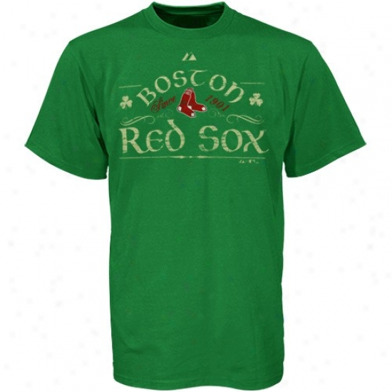 Boston Red Sox Tshirt : Majestic Boston Red Sox Green Cold Filtered Tehirt