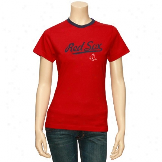 Boston Red Sox Tshirt : Majestic Boston Red Sox Ladies Red Girlfriend Tsshirt