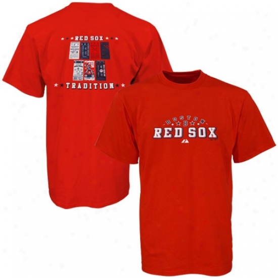 Boston Red Sox Tshirt : Majestic Boston Red Sox Red Ticket History Tshirt