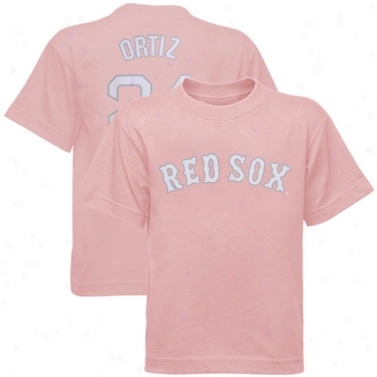 Boston Red Sox Tshirt : Majestic Boston Red Sox #34 Davis Ortiz Preschool Girls Pink Player Tshirt
