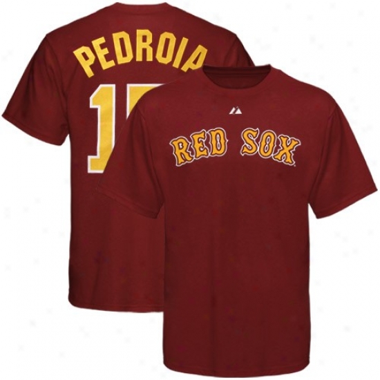 Boston Red Sox Tshirts : Majestic Boston Red Sox #15 Dustin Pedroia Maroon City Colors Player Tshirts
