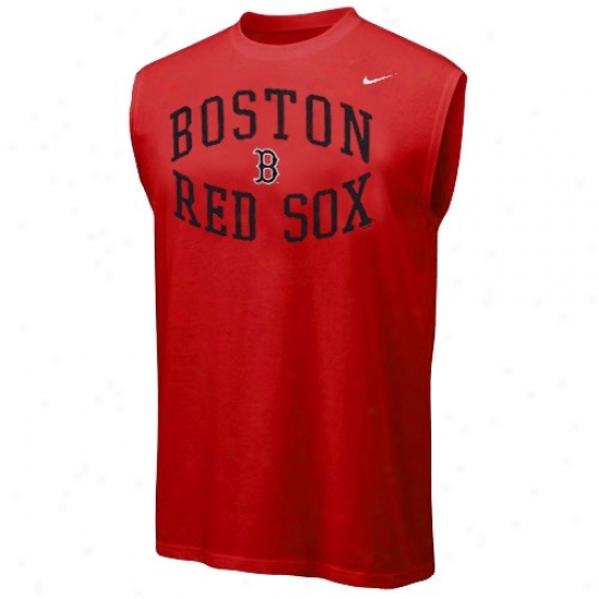 Boston Red Sox Tshirts : Nike Boston Red Sox Red Team Logo Sleeveless Tshirts