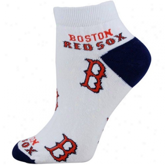 Boston Red Sox White Ladies 9-11 Team Logo Amkle Socks