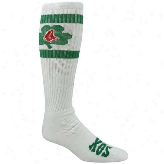 Bostkn Red Sox White Shamrock Tube Socks