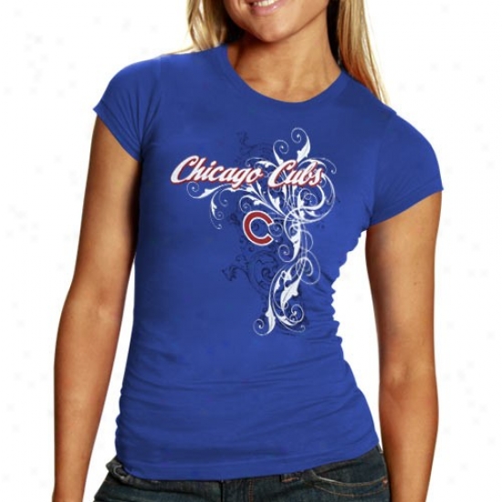 Chicago Cubs Apparel: Chicago Cubs Ladies Royal Blue Tattoo T-shirt