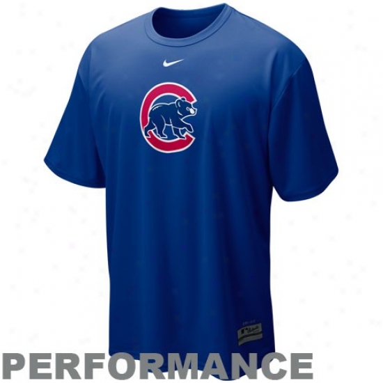 Chicago Cubs Apparel: Nike Chicago Cubs Rya1 Blue Nikefit Mlb Logo Performance T-shirt