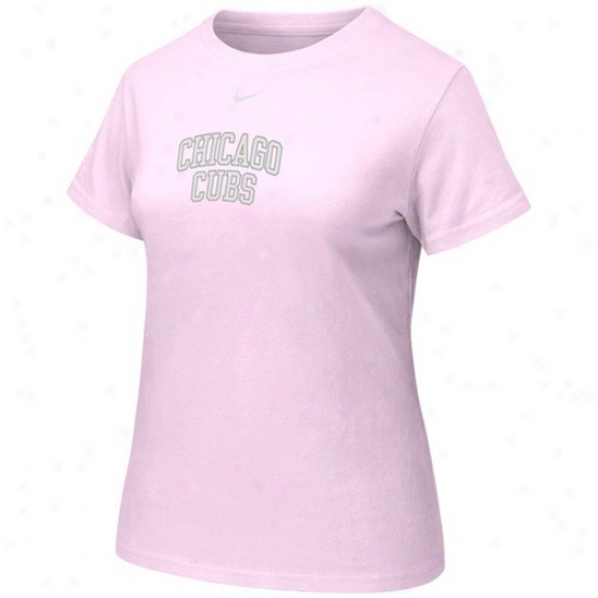 Chicago Cubs Attire: Nike Chicago Cubs Ladies Pink Arch Crew T-shirt