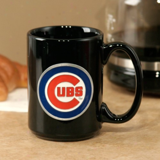 Chicago Cubs Black 15oz. Pewter Logo Ceramic Mug