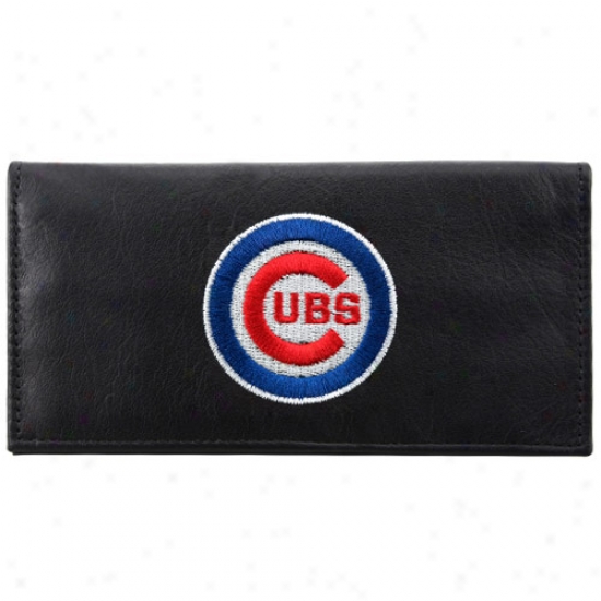 Chicago Cubs Black Embroidered Leather Checkbook Cover