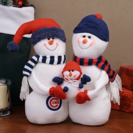 Chicago Cubs Decorative Table Top Snowman Family Figurine