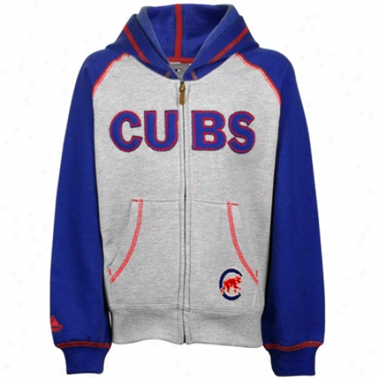 Chicwgo Cubs Fleece : Majestic Chicago Cubs Youth Ash Classic Full Zip Fleece