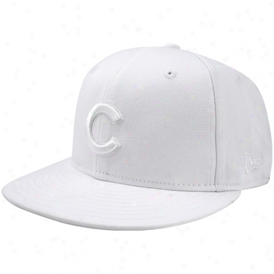 Chicago Cubs Hat : New Era Chicago Cubs White Tonal 59fifty (5950) Fitted Hat