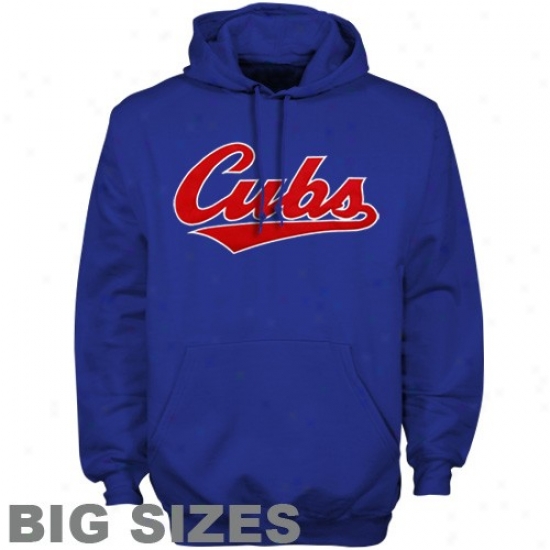 Chicago Cubs Hoodys : Majestic Chicago Cubs Royal Blu3 Tackle Twill Classic Big Sizes Hoodys