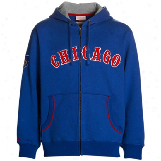 Chicago Cubs Hoodys : Mitchell & Ness Chicago Cubs Royal Blue 1940 Throwback Full Zip Hoodys