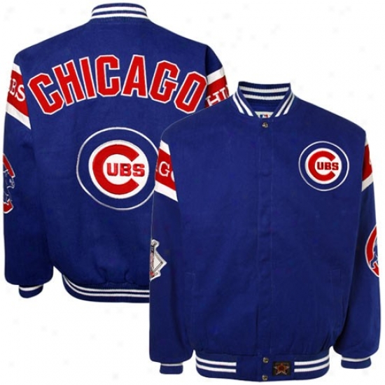 Chicago Cubs Jacket : Chicago Cubs Royal Blue Loud Button Twill Jacket