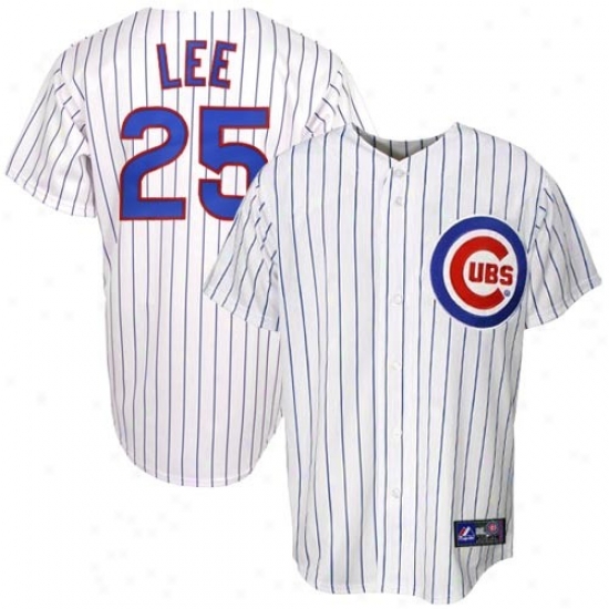 Chicago Cubs Jerseys : Majestic Chicago Cubs #25 Derrek Lee White Pinstriped Replica Baseball Jerseys
