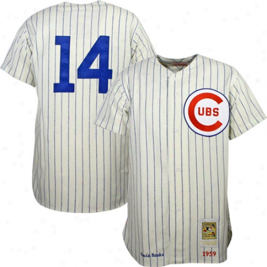 Chicago Cubs Jerseys : Mitchell & Ness Chicago Cubs #14 Ernie Banks Home Natural Pinstripe Throwback Jerseys