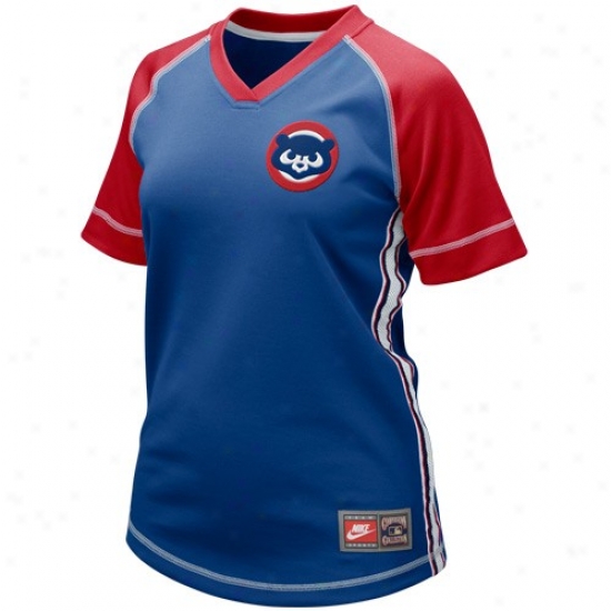 Chicago Cubs Jerseys : Nike Chicago Cubs Ladies Royal Blue Cooperstown Throwback Baseball Jerseys