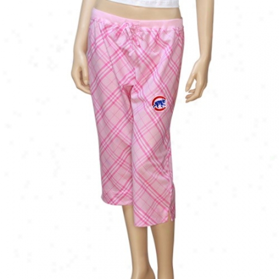 Chicago Cubs Ladies Pink Plaid Kona Browse Lounge Pants