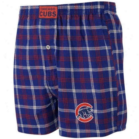 Chicago Cubs Royal Blue Plaid Tailgate Boxer Shorts