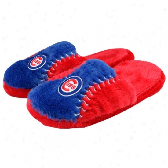 Chicago Cubs Royal Blue-red Plush Slide Slippers