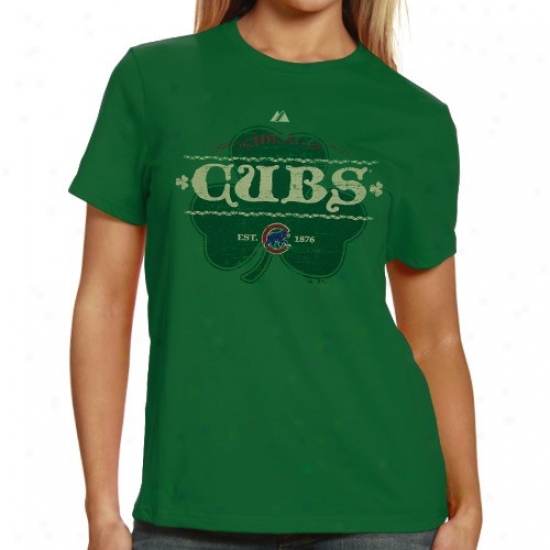 Chicago Cybs Shirt : Majestic Chicago Cubs Ladies Kelly Green Irish Baseball Shirt