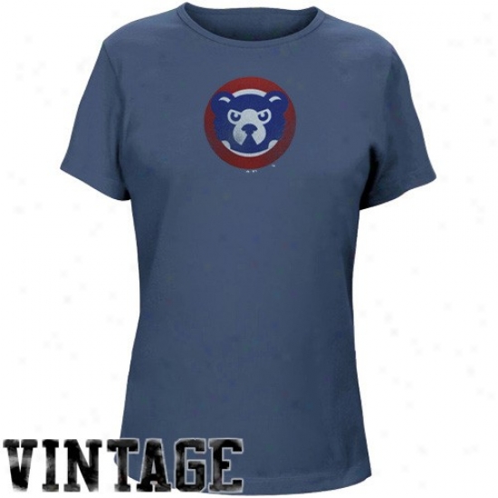 Chicago Cubs Shirt : Majestic Chicago Cubs Ladies Heather Navy Blue Cooperstown Big Time Play Shirt