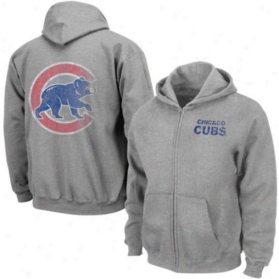 Chicago Cubs Stuff: Majestic Chicago Cubs Youth Ash Field Idol Full Zip Hoody Sweatehirt