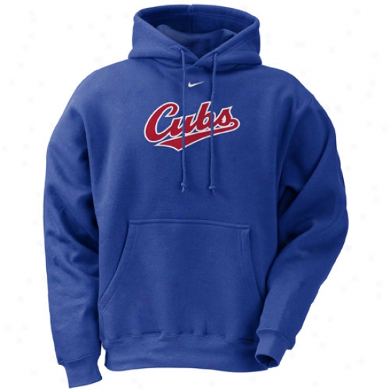 Chicago Cubs Stuff: Nike Chicago Cubs Royal Blue Tackle Twill Hoody Sweatshirt