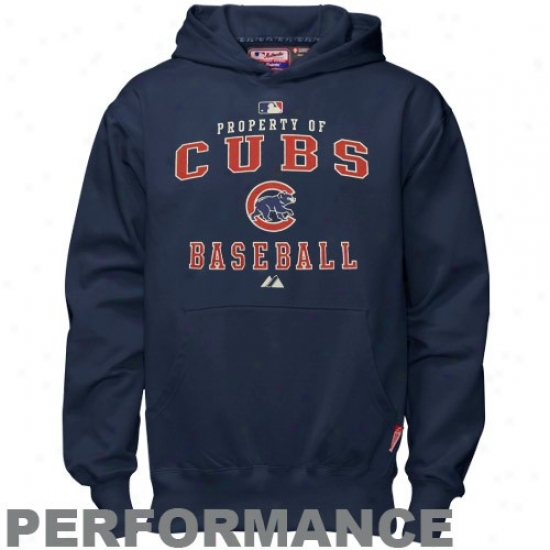 Chicago Cubs Sweat Shirts : Majestic Chocago Cubs Youth Navy Blue Property Of Performance Sweat Shirts
