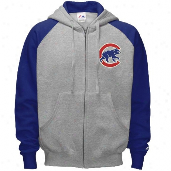 Chicago Cubs Sweat Shirts : Majestic Chicago Cubs Ash First-rate Full Zip Sweat Shirts
