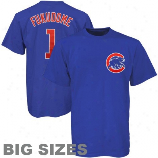 Chicago Cubs T Shirt : Majesti cChicago Cubs #1 Kosuke Fukudome Royal Blue Player Big Sizes T Shirt
