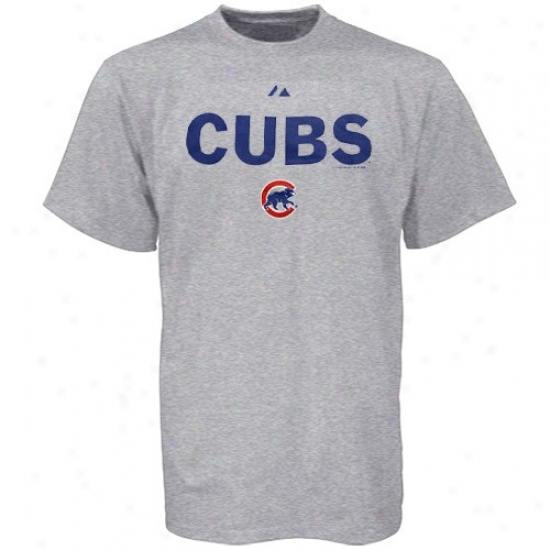 Chicago Cubs T Shirt : Majestic Chicago Cubs Ash Succession Sweep Short Sleeve T Shirt