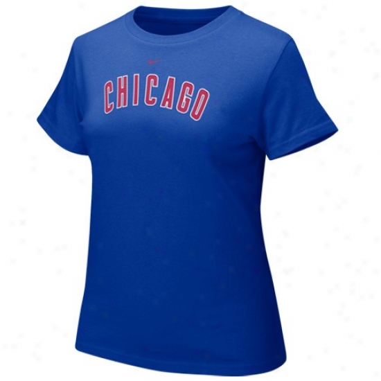 Chicago Cubs T-shirt : Nikr Chicago Cubs Royal Blue Ladies Trustworthy Crew T-sshirt